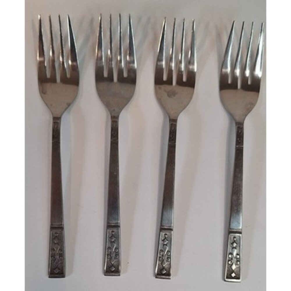 OXH69 Oxford Hall Fleur De Lis Japan Salad‎ Fork Lot 4 Flatware